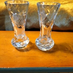 Vintage Heavy Crystal Vases 5 x 2.5 inches